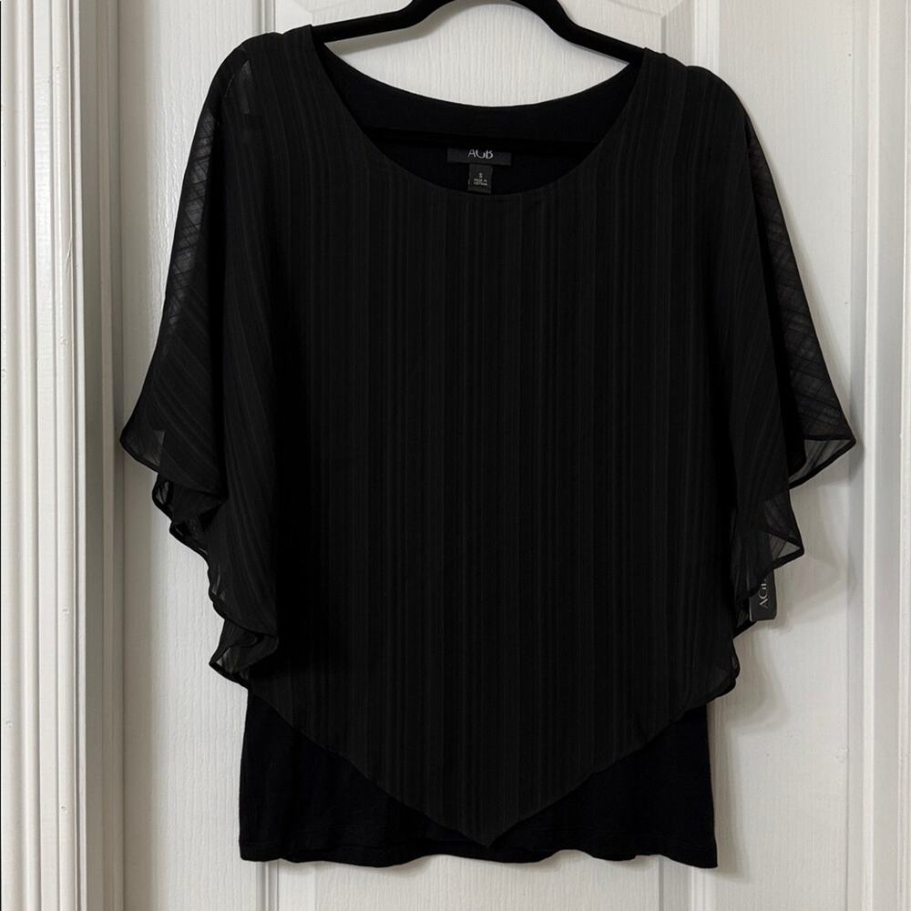 AGB black poncho layer style blouse size S